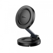 Автотримач для телефона HOCO H61 Show folding ring magnetic car holder (dashboard) Black Metal Gray (6942007637619) (20126)