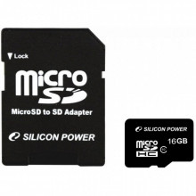 Карта памяти Silicon Power 16Gb MicroSD class 10 (SP016GBSTH010V10SP) (16926)