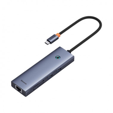 USB Hub Baseus Flite 7-Port Type-C to HDMI4K 60Hz*1+USB3.0*2+PD*1+RJ45*1+SD/TF3.0*1 Cерый (2036)