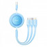 Кабель Baseus Bright Mirror 2 Series Retractable 3-in-1 Fast Charging  Data Cable USB to M+L+C 3.5A 1.1m Sky Blue (CAMJ010017) (14936)