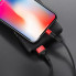 Кабель HOCO X26 USB to iP 2A, 18W 1m, nylon,  aluminum connectors, Black+Red (6957531080190) (15046)