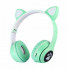 Беспроводные наушники с кошачьими ушками и RGB подсветкой FM радио, micro SD Cat MZ-023 Бирюзовые (17846)