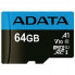 Карта памяти ADATA 64GB microSD class 10 UHS-I A1 Premier (AUSDX64GUICL10A1-RA1) (21846)