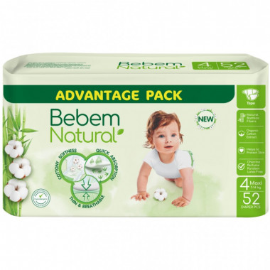 Подгузники Bebem Natural 4 maxi 7-14 кг 52 шт (8690536836307) (9946)