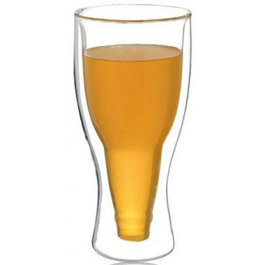 Стакан «Beer Bottle» 350мл з подвійними стінками, скляна термокружка (3456)