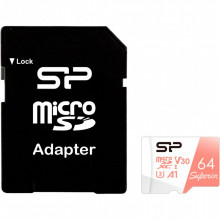 Карта памяти Silicon Power 64GB microSDXC class 10 UHS-I U3 V30 A1 Superior (SP064GBSTXDV3V20SP) (17166)