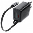Мережевий зарядний пристрій з кабелем ACEFAST A110 PD30W GaN charger (USB-C+USB-C) with retractable cable (EU) Black (6974316283942) (376)