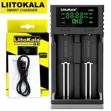 Зарядное устройство LiitoKala Lii-S2 для 2x аккумуляторов 18650, 26650, 21700, АА, ААА Li-Ion, LiFePO4, NiMH (21576)