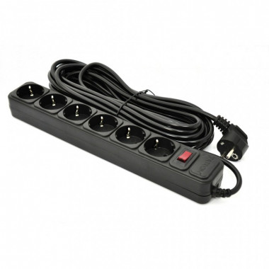 Сетевой фильтр питания Patron 10 m3*1mm2 (SP-10610) 6 розеток BLACK (EXT-PN-SP-10610) (16086)