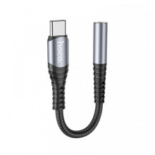 Аудіокабель HOCO LS33 Type-C to 3.5 female, nylon braid,  0,12m, Metal Gray (6931474761163) (15386)