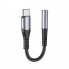 Аудіокабель HOCO LS33 Type-C to 3.5 female, nylon braid,  0,12m, Metal Gray (6931474761163) (15386)