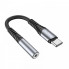 Аудіокабель HOCO LS33 Type-C to 3.5 female, nylon braid,  0,12m, Metal Gray (6931474761163) (15386)