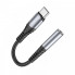 Аудіокабель HOCO LS33 Type-C to 3.5 female, nylon braid,  0,12m, Metal Gray (6931474761163) (15386)