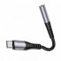 Аудіокабель HOCO LS33 Type-C to 3.5 female, nylon braid,  0,12m, Metal Gray (6931474761163) (15386)