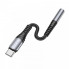 Аудіокабель HOCO LS33 Type-C to 3.5 female, nylon braid,  0,12m, Metal Gray (6931474761163) (15386)