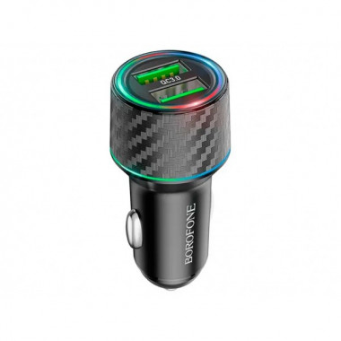Автомобільний зарядний пристрій BOROFONE BZ21A Brilliant 36W dual port QC3.0 car charger Black (6941991101205) (17386)