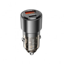 Автомобільний зарядний пристрій BOROFONE BZ20A Smart 83W dual port PD65W+QC3.0 car charger Transparent Black (6941991101625) (20486)