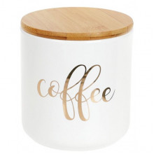 Банка Merceyl "Coffe" 600мл керамічна з бамбуковою кришкою, біла (2486)