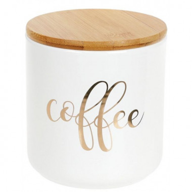 Банка Merceyl "Coffe" 600мл керамічна з бамбуковою кришкою, біла (2486)