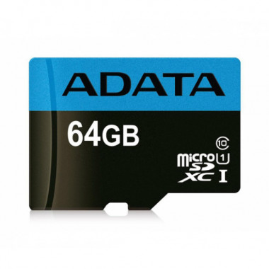 Карта пам'яті microSDXC (UHS-1) A-DATA Premier 64Gb Class 10 A1 (R-100Mb/s)  (adapter SD) (AUSDX64GUICL10A1-RA1) (486)