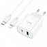 Мережевий зарядний пристрій з кабелем HOCO C80A Plus Rapido PD20W+QC3.0 charger set(C to iP) White (6931474779892) (14786)