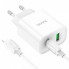 Мережевий зарядний пристрій з кабелем HOCO C80A Plus Rapido PD20W+QC3.0 charger set(C to iP) White (6931474779892) (14786)