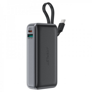 Зовнішній акумулятор ACEFAST M7 PD30W power bank with cable 10000mAh, Black (6974316283379) (16296)