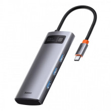 USB-хаб Baseus Metal Gleam Series 5-in-1 Multifunctional （Type-C to HDMI*1+USB3.0*3+PD*1) (CAHUB-CX0G) (18296)