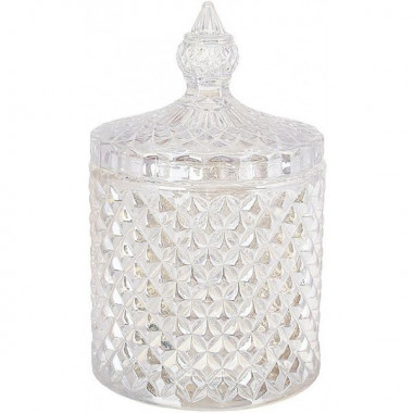 Цукорниця скляна "Crystal Glass" 300мл зі скляною кришкою, прозорий перламутр (5296)