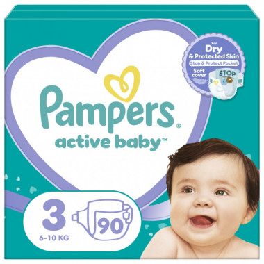 Подгузники Pampers Active Baby Mid Размер 3 (6-10 кг) 90 ш (8001090949455) (22396)
