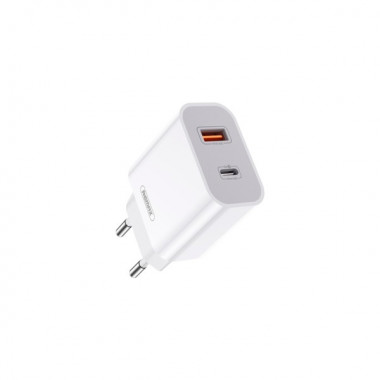 Сетевое зарядное устройство Remax Surie 2 порта USB + Type-C 20W PD+QC Белый (RP-U68) (3496)