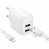 Мережевий зарядний пристрій з кабелем BOROFONE BAS41A Potential dual-port charger set(iP) White (6941991113758) (496)