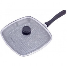 Сковорода-гриль Kamille Grill Pan 28х28см зі скляною кришкою (696)