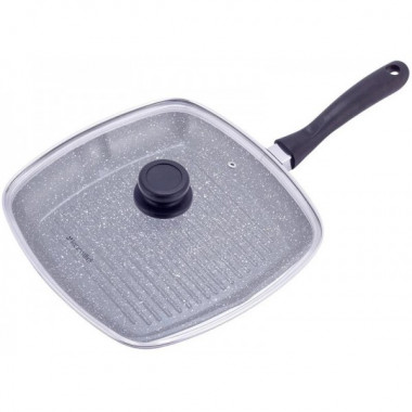 Сковорода-гриль Kamille Grill Pan 28х28см зі скляною кришкою (696)