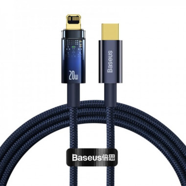 Кабель Baseus Explorer Series Auto Power-Off Fast Charging Data Cable Type-C to IP 20W 1m Blue (CATS000003) (14896)