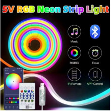 Гибкая неоновая лента RGB (10м) с Bluetooth и пультом от USB работает через приложение Led Lamp (21307)