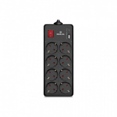 Сетевой фильтр питания REAL-EL RS-PROTECT 805 3m, black (EL122300043) (16407)