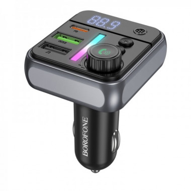 АЗП з FM-модулятором BOROFONE BC50  Ascenso PD20W+QC3.0 car BT FM transmitter Black (6941991115257) (17407)