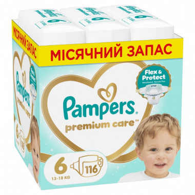 Подгузники Pampers Premium Care Розмір 6 (13-18 кг) 116 шт (8006530223744) (22507)