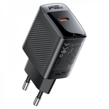 Мережевий зарядний пристрій ACEFAST A102 PD30W GaN single USB-C charger (EU) Black (6974316283287) (19907)