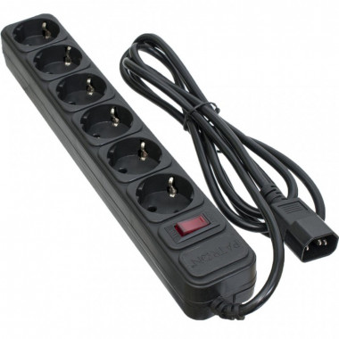 Сетевой фильтр питания Patron 2 m3*1mm2 (SP-1065U) 6 розеток BLACK (EXT-PN-SP-1065U) (16017)
