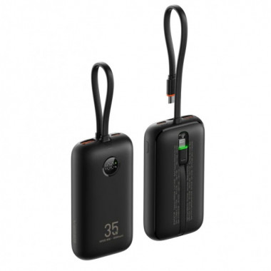 Зовнішній акумулятор VEGER 10000 mAh with built-in cables Type C / Lightning PD QC3.0 35W K1 (W1188) black (VG-W1188) (19017)