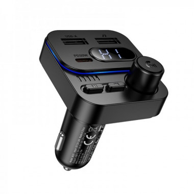 АЗП з FM-модулятором BOROFONE BC61 Ocean 45W(1A1C) car BT FM transmitter Black (6941991125126) (20517)