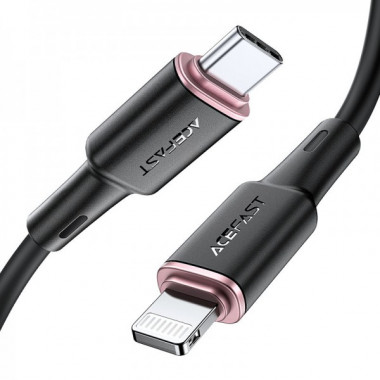 Кабель ACEFAST C2-01 Type-C to iP 3A, 20W, 1.2m silicone, zinc connectors, Black (6974316280644) (14917)