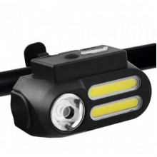 Велофонарь BL-611-1LM+2COB, 1x18650, ЗУ micro USB фонарик велосипедный (22327)