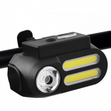Велофонарь BL-611-1LM+2COB, 1x18650, ЗУ micro USB фонарик велосипедный (22327)