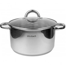 Каструля індукційна Ofenbach Casserole із нержавіючої сталі 5.5л зі скляною кришкою (1427)