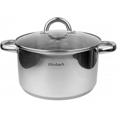 Каструля індукційна Ofenbach Casserole із нержавіючої сталі 5.5л зі скляною кришкою (1427)