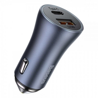 Автомобільний зарядний пристрій Baseus Golden Contactor Pro Dual Quick Charger Car Charger U+C 40W Dark Gray (CCJD-0G) (15037)