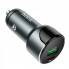 Автомобільний зарядний пристрій HOCO Z42 Light road dual port digital display PD20W+QC3.0 car charger Metal Gray (6931474742551) (8437)